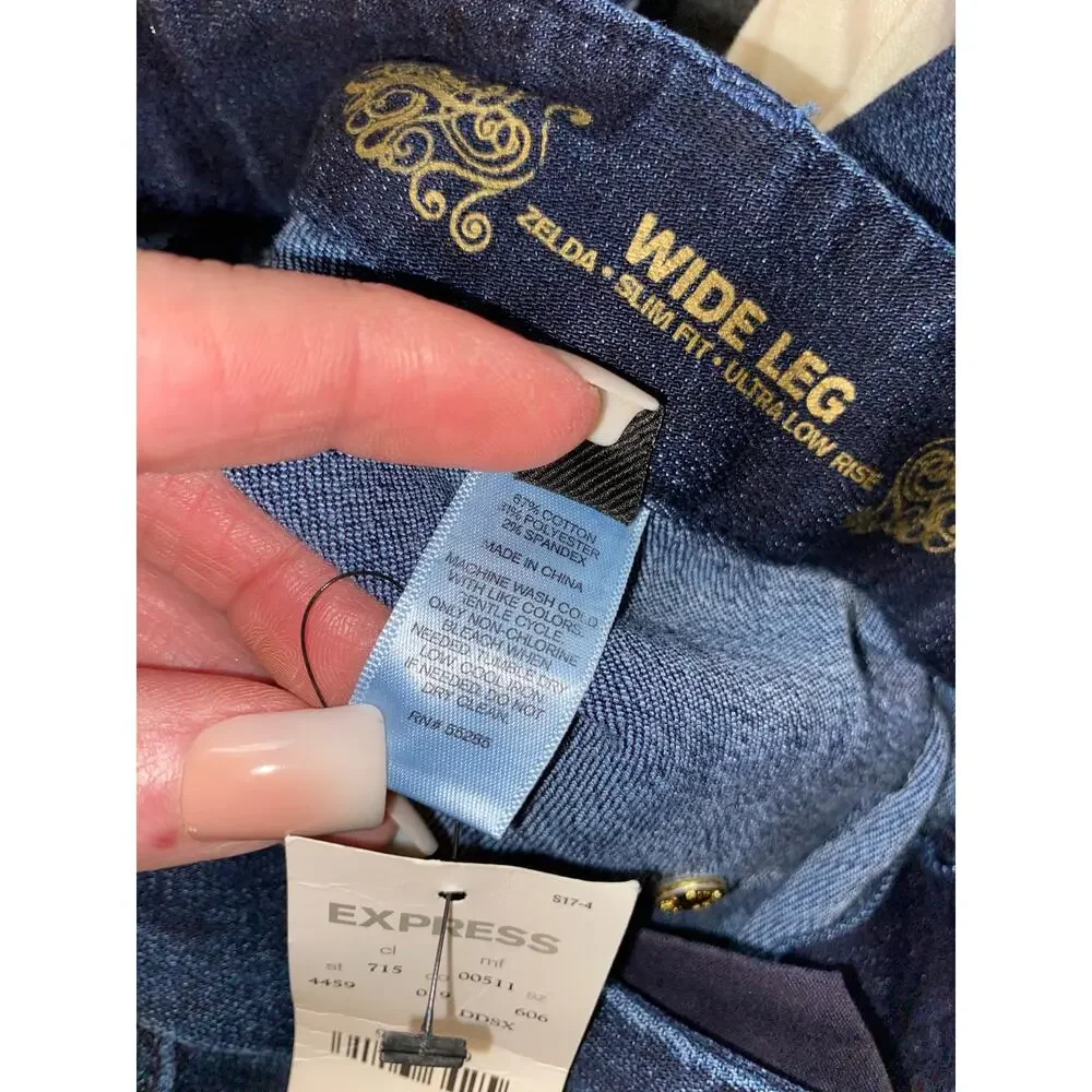 Express Zelda Wide Leg Jeans Women’s Size 6 Ultra Low Rise Dark Wash NWT $88.00 - Picture 8 of 12